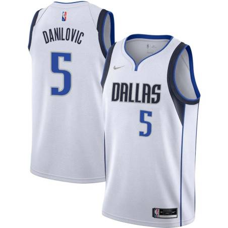 2021-22_White_Diamond Sasha Danilovic Mavericks #5 Twill Basketball Jersey FREE SHIPPING