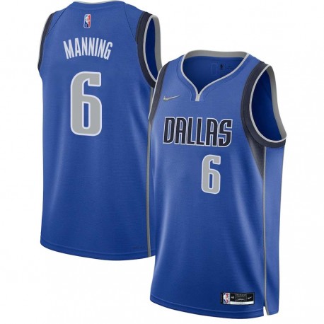 2021-22_Blue_Diamond Danny Manning Mavericks #6 Twill Basketball Jersey FREE SHIPPING