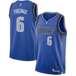 2021-22_Blue_Diamond Kristaps Porzingis Mavericks #6 Twill Basketball Jersey FREE SHIPPING