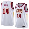 White Lowes Moore Twill Basketball Jersey -Cavaliers #14 Moore Twill Jerseys, FREE SHIPPING