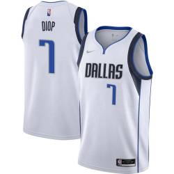 2021-22_White_Diamond DeSagana Diop Mavericks #7 Twill Basketball Jersey FREE SHIPPING