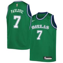 Green_Throwback Sasha Pavlovic Mavericks #7 Twill Basketball Jersey FREE SHIPPING