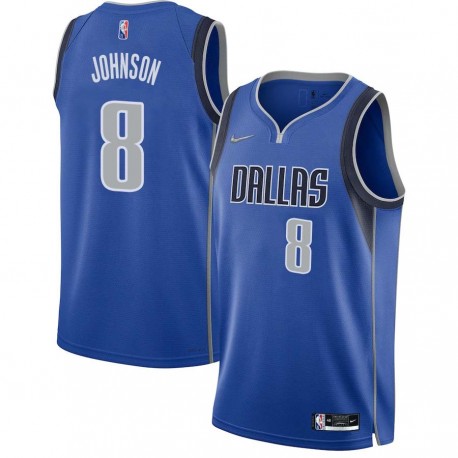 2021-22_Blue_Diamond Anthony Johnson Mavericks #8 Twill Basketball Jersey FREE SHIPPING