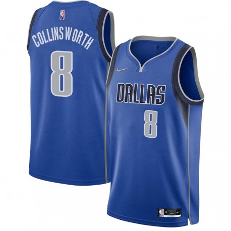 2021-22_Blue_Diamond Kyle Collinsworth Mavericks #8 Twill Basketball Jersey FREE SHIPPING