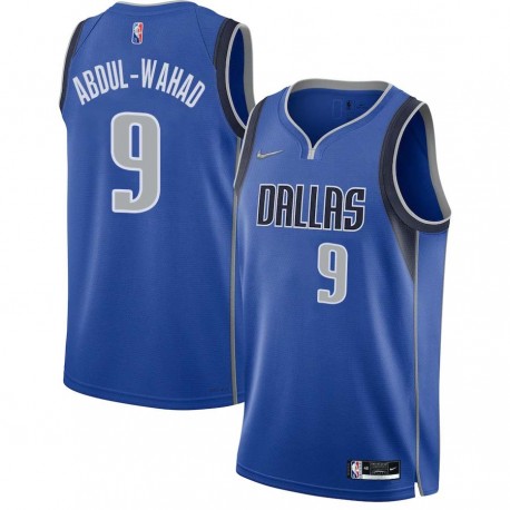 2021-22_Blue_Diamond Tariq Abdul-Wahad Mavericks #9 Twill Basketball Jersey FREE SHIPPING