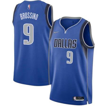 2021-22_Blue_Diamond Nicolas Brussino Mavericks #9 Twill Basketball Jersey FREE SHIPPING