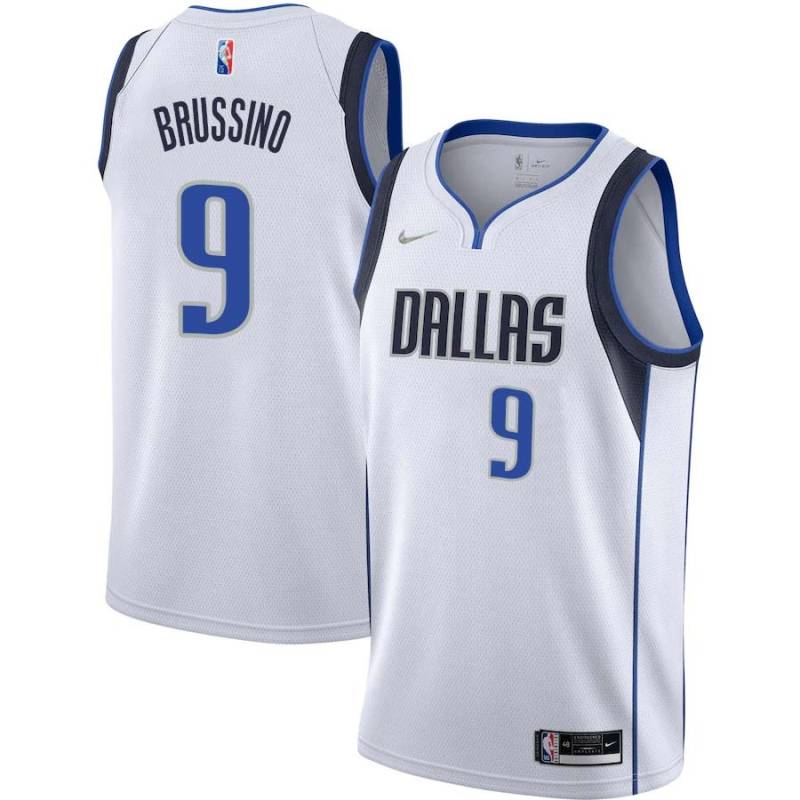 2021-22_White_Diamond Nicolas Brussino Mavericks #9 Twill Basketball Jersey FREE SHIPPING