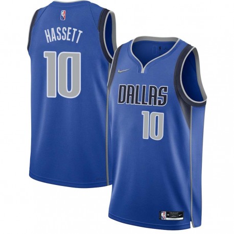 2021-22_Blue_Diamond Joe Hassett Mavericks #10 Twill Basketball Jersey FREE SHIPPING