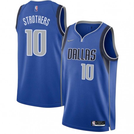 2021-22_Blue_Diamond Lamont Strothers Mavericks #10 Twill Basketball Jersey FREE SHIPPING