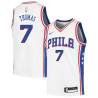 White Adonis Thomas Twill Basketball Jersey -76ers #7 Thomas Twill Jerseys, FREE SHIPPING