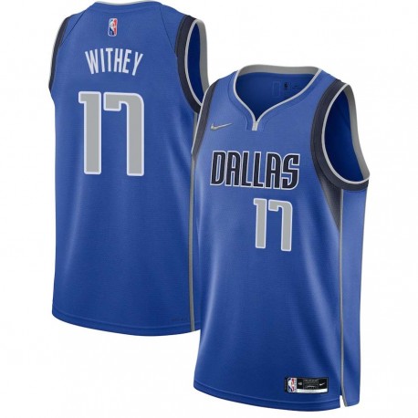 2021-22_Blue_Diamond Jeff Withey Mavericks #17 Twill Basketball Jersey FREE SHIPPING