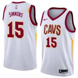 White Cedric Simmons Twill Basketball Jersey -Cavaliers #15 Simmons Twill Jerseys, FREE SHIPPING