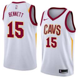 White Anthony Bennett Twill Basketball Jersey -Cavaliers #15 Bennett Twill Jerseys, FREE SHIPPING