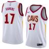 White Michael Hawkins Twill Basketball Jersey -Cavaliers #17 Hawkins Twill Jerseys, FREE SHIPPING