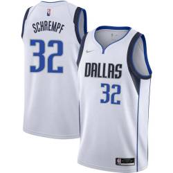 2021-22_White_Diamond Detlef Schrempf Mavericks #32 Twill Basketball Jersey FREE SHIPPING