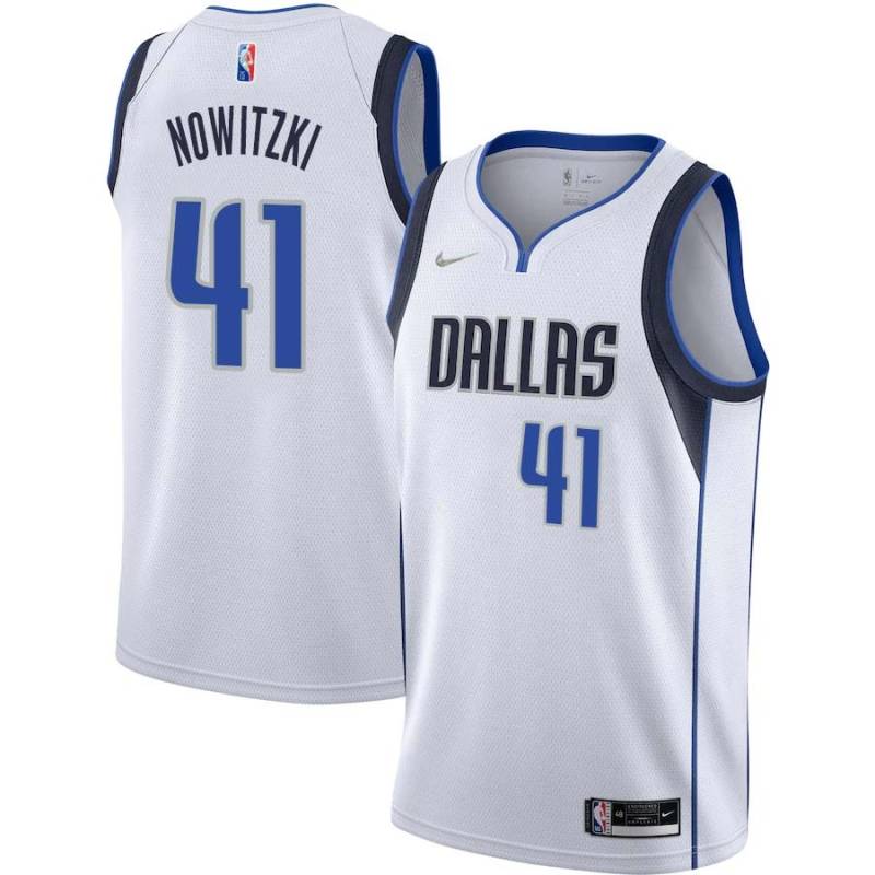 2021-22_White_Diamond Dirk Nowitzki Mavericks #41 Twill Basketball Jersey FREE SHIPPING
