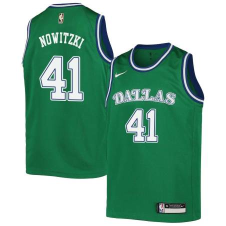 Green_Throwback Dirk Nowitzki Mavericks #41 Twill Basketball Jersey FREE SHIPPING