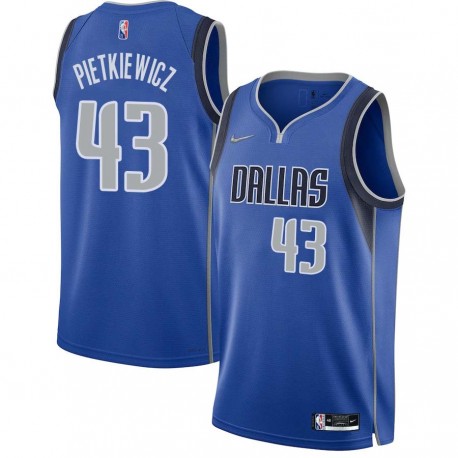 2021-22_Blue_Diamond Stan Pietkiewicz Mavericks #43 Twill Basketball Jersey FREE SHIPPING