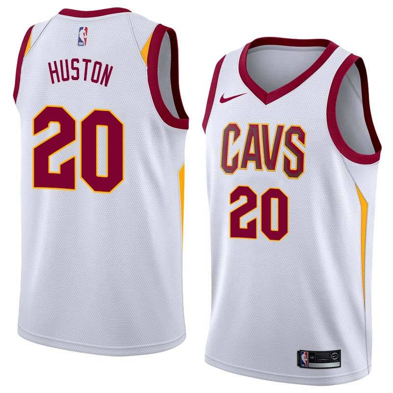 White Geoff Huston Twill Basketball Jersey -Cavaliers #20 Huston Twill Jerseys, FREE SHIPPING