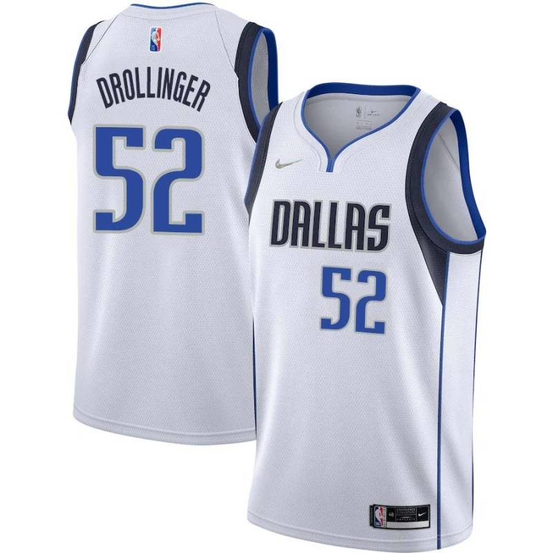 2021-22_White_Diamond Ralph Drollinger Mavericks #52 Twill Basketball Jersey FREE SHIPPING
