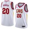 White Larry Robinson Twill Basketball Jersey -Cavaliers #20 Robinson Twill Jerseys, FREE SHIPPING