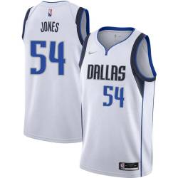 2021-22_White_Diamond Popeye Jones Mavericks #54 Twill Basketball Jersey FREE SHIPPING