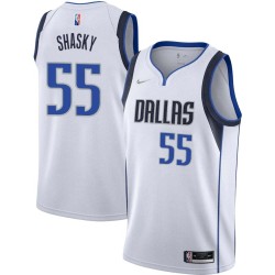 2021-22_White_Diamond John Shasky Mavericks #55 Twill Basketball Jersey FREE SHIPPING