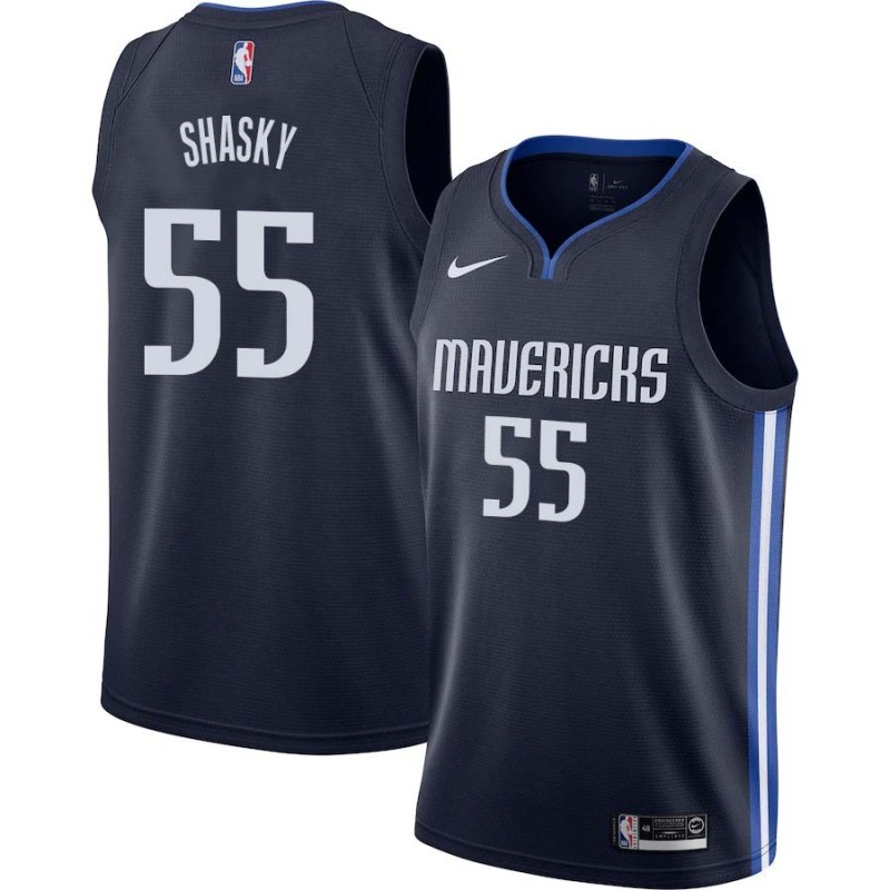 Navy John Shasky Mavericks #55 Twill Basketball Jersey FREE SHIPPING
