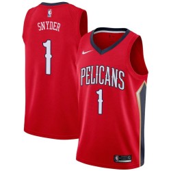 Red Kirk Snyder Pelicans #1 Twill Basketball Jersey FREE SHIPPING