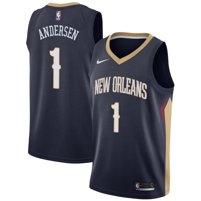 Navy Chris Andersen Pelicans #1 Twill Basketball Jersey FREE SHIPPING