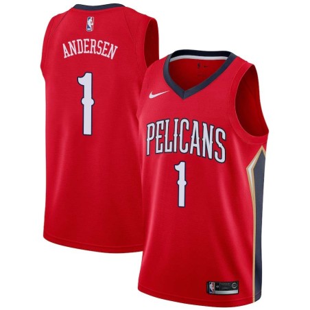 Red Chris Andersen Pelicans #1 Twill Basketball Jersey FREE SHIPPING