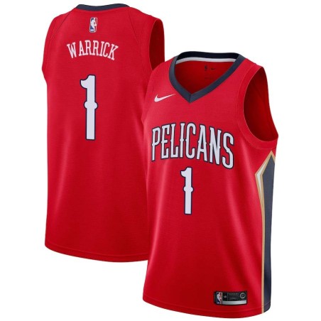 Red Hakim Warrick Pelicans #1 Twill Basketball Jersey FREE SHIPPING