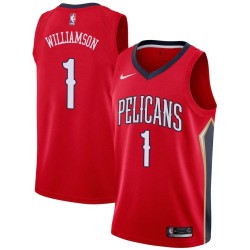 Red Zion Williamson Pelicans #1 Twill Basketball Jersey FREE SHIPPING