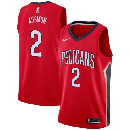 Red Stacey Augmon Pelicans #2 Twill Basketball Jersey FREE SHIPPING