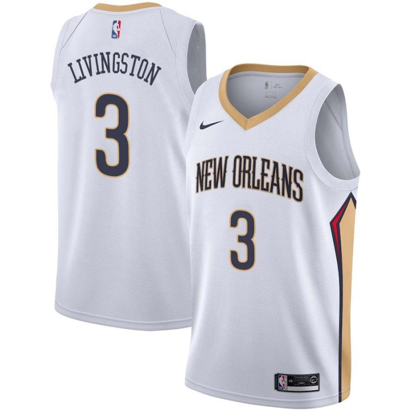 White Randy Livingston Pelicans #3 Twill Basketball Jersey FREE SHIPPING