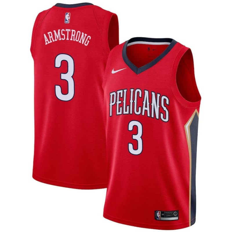 Red Darrell Armstrong Pelicans #3 Twill Basketball Jersey FREE SHIPPING