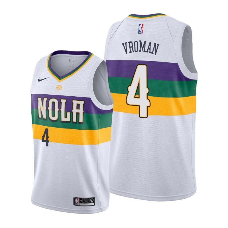 2019-20City Jackson Vroman Pelicans #4 Twill Basketball Jersey FREE SHIPPING