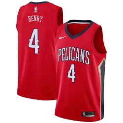 Red Xavier Henry Pelicans #4 Twill Basketball Jersey FREE SHIPPING