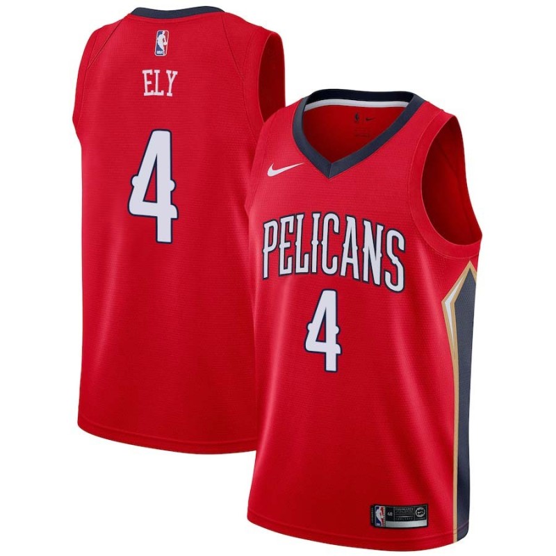 Red Melvin Ely Pelicans #4 Twill Basketball Jersey FREE SHIPPING