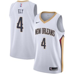 White Melvin Ely Pelicans #4 Twill Basketball Jersey FREE SHIPPING