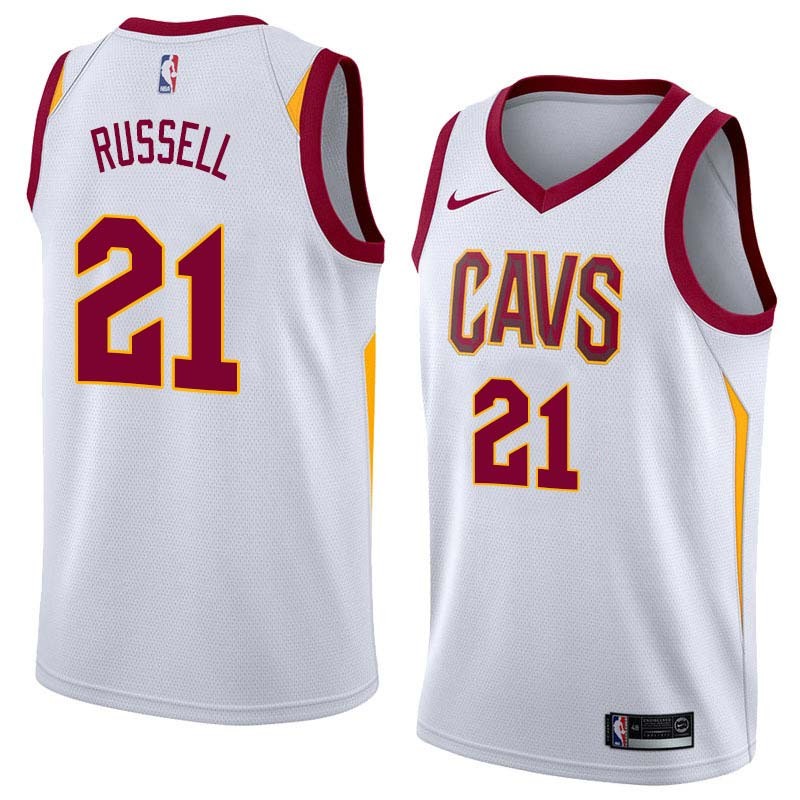 White Campy Russell Twill Basketball Jersey -Cavaliers #21 Russell Twill Jerseys, FREE SHIPPING