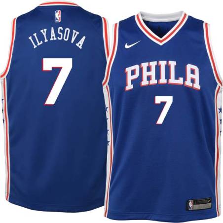 Blue Ersan Ilyasova Twill Basketball Jersey -76ers #7 Ilyasova Twill Jerseys, FREE SHIPPING