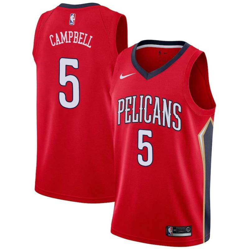 Red Elden Campbell Pelicans #5 Twill Basketball Jersey FREE SHIPPING