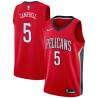 Red Elden Campbell Pelicans #5 Twill Basketball Jersey FREE SHIPPING