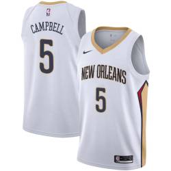 White Elden Campbell Pelicans #5 Twill Basketball Jersey FREE SHIPPING