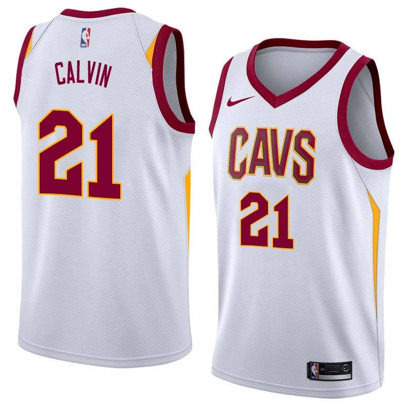 White Mack Calvin Twill Basketball Jersey -Cavaliers #21 Calvin Twill Jerseys, FREE SHIPPING