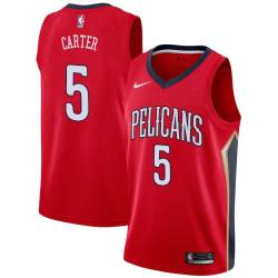 Red Maurice Carter Pelicans #5 Twill Basketball Jersey FREE SHIPPING