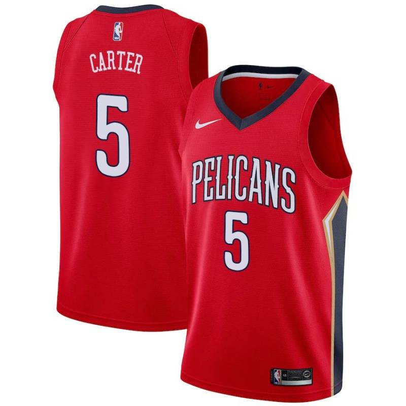 Red Maurice Carter Pelicans #5 Twill Basketball Jersey FREE SHIPPING