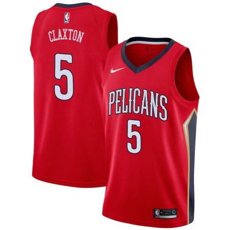 Red Speedy Claxton Pelicans #5 Twill Basketball Jersey FREE SHIPPING