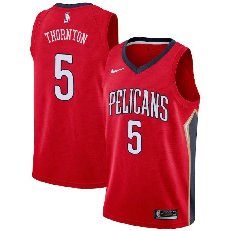 Red Marcus Thornton Pelicans #5 Twill Basketball Jersey FREE SHIPPING